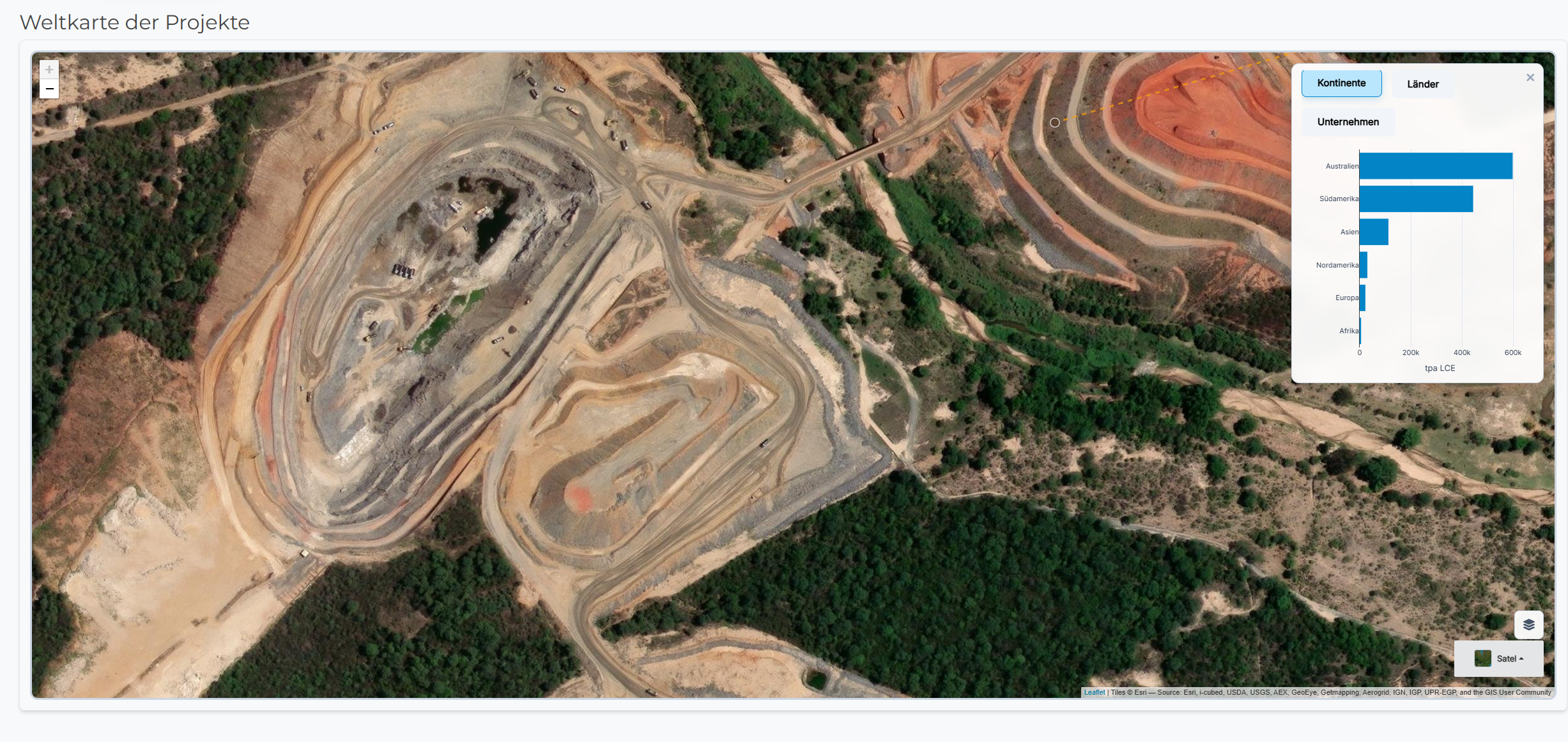 Hard-rock mine from bird's-eye view